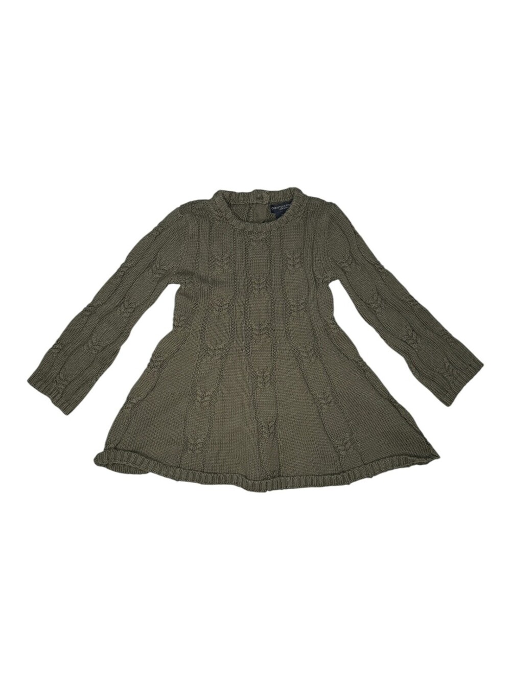 Christian Siriano Girls' Olive Green Cable Knit Sweater Dress Size 2T